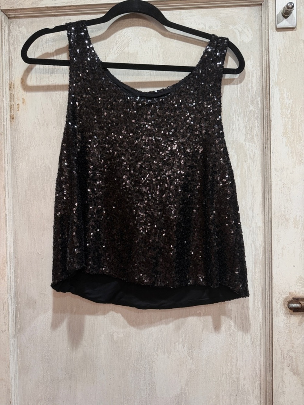 Black Sequin Sleeveless Camisole Top